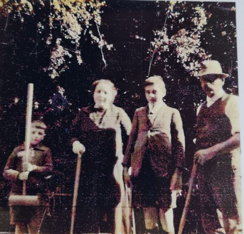 Douglas, Susan, Ronald and John Dunstann at Budock Vean Hotel playing croquet