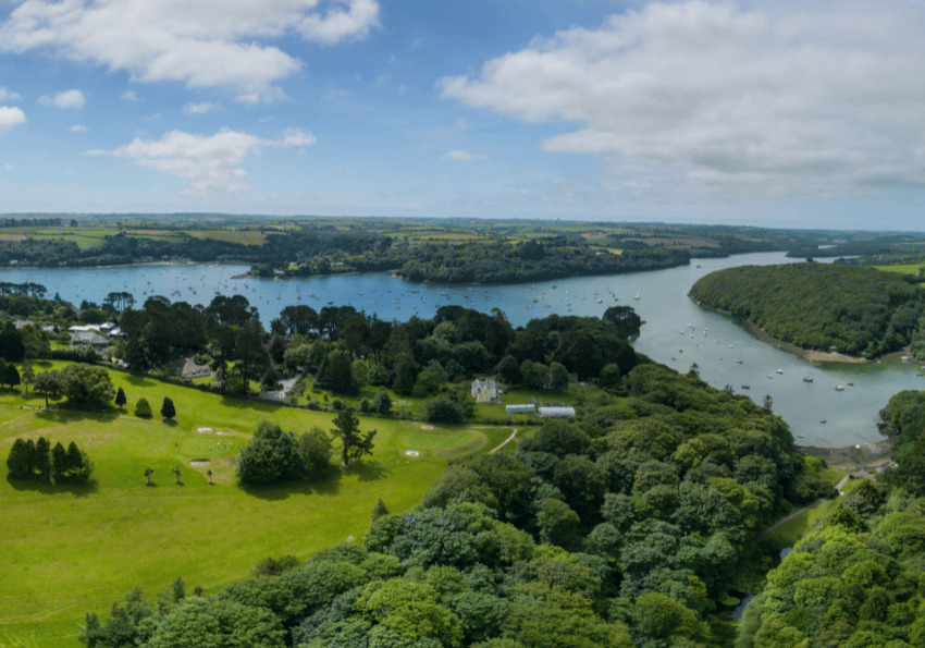 Budock Vean Aerial Holding Image Budock Vean Hotel and Gold Course